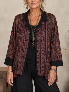Citron Santa Monica Silk Blend Paisley Jacquard Brocade Jacket Size 2X